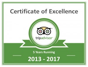 Trip Advisor certificate excellence 2017